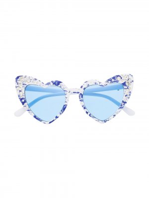 Солнцезащитные очки в оправе с кристаллами Monnalisa. Цвет: синий