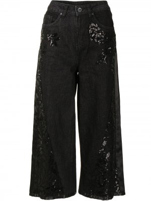 Укороченные джинсы с цветочным узором Antonio Marras. Цвет: черный