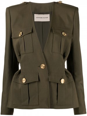 Пиджак с V-образным вырезом и карманами Alexandre Vauthier. Цвет: зеленый