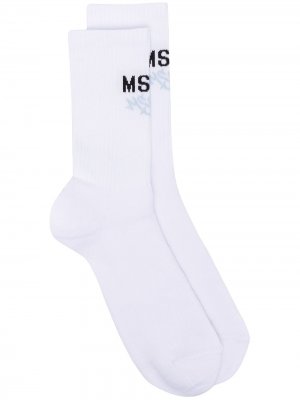 Носки вязки интарсия с логотипом MSGM. Цвет: белый
