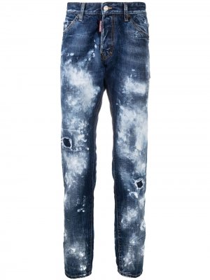 Прямые джинсы из вареного денима Dsquared2. Цвет: синий
