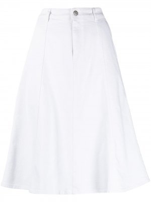 Джинсовая юбка миди с завышенной талией P.A.R.O.S.H.. Цвет: белый