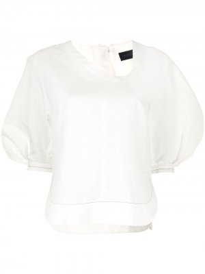 Блузка с пышными рукавами и асимметричным вырезом Eudon Choi. Цвет: белый