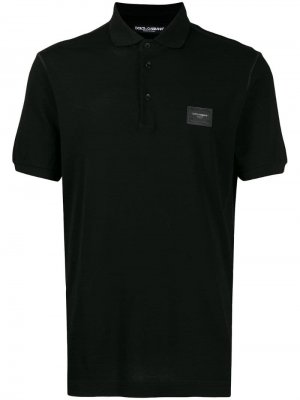Рубашка-поло с логотипом Dolce & Gabbana. Цвет: черный
