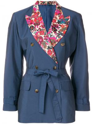 Пиджак с цветочным принтом на воротнике Jean Paul Gaultier Vintage. Цвет: синий