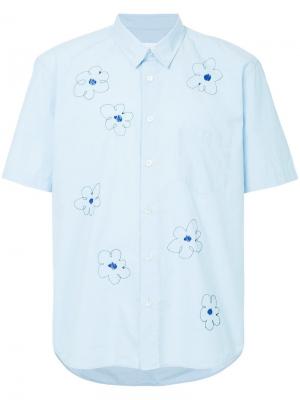 Рубашка с короткими рукавами цветочной вышивкой Jimi Roos. Цвет: синий
