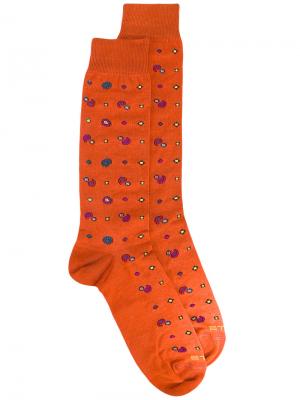 Носки с принтом Etro. Цвет: жёлтый и оранжевый