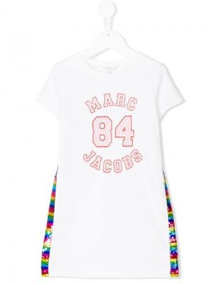Платье-футболка с пайетками по бокам Little Marc Jacobs. Цвет: белый