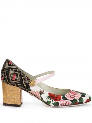 Туфли Мэри Джейн в технике пэчворк Dolce & Gabbana. Цвет: черный