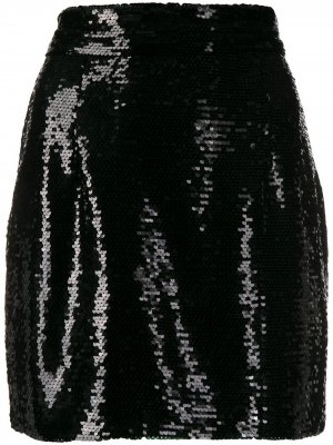 Юбка мини с пайетками Amen. Цвет: черный