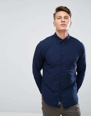 Темно-синяя облегающая рубашка Abercrombie & Fitch. Цвет: темно-синий