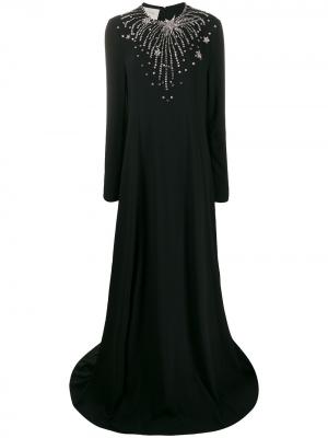 Вечернее платье с кристаллами Gucci. Цвет: черный
