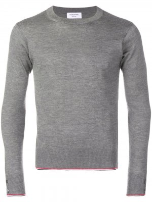 Кашемировый пуловер с круглым вырезом Thom Browne. Цвет: серый