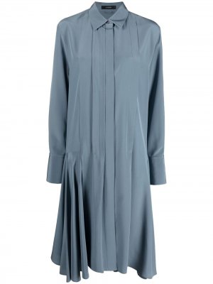 Платье с длинными рукавами и плиссировкой Joseph. Цвет: синий