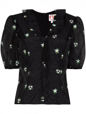 Блузка Levi с цветочной вышивкой Shrimps. Цвет: черный