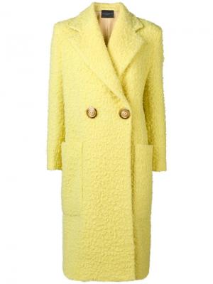 Двубортное пальто Erika Cavallini. Цвет: желтый
