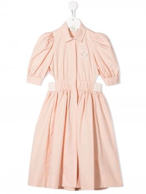 Платье с вырезами Fendi Kids. Цвет: розовый