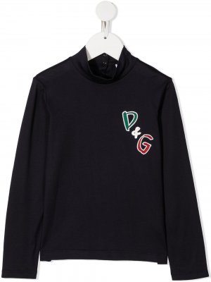 Джемпер с нашивкой-логотипом Dolce & Gabbana Kids. Цвет: синий