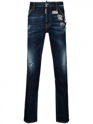 Декорированные джинсы прямого кроя Dsquared2. Цвет: синий
