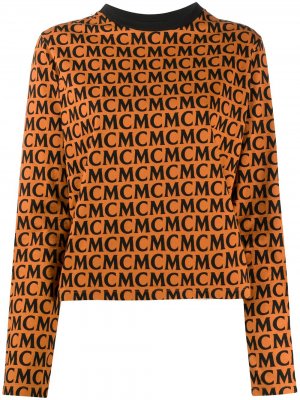 Топ с длинными рукавами логотипом MCM. Цвет: коричневый