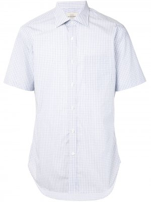 Рубашка в клетку гингем с короткими рукавами Kent & Curwen. Цвет: белый