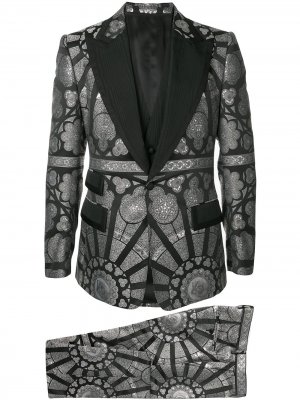 Жаккардовый костюм-тройка Dolce & Gabbana. Цвет: серый