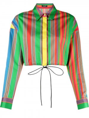 Укороченная рубашка в вертикальную полоску Versace. Цвет: зеленый