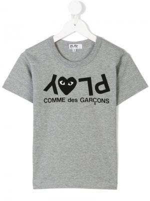 Футболка с логотипом Comme Des Garçons Play Kids. Цвет: серый