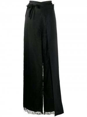 Длинная многослойная юбка с кружевом MM6 Maison Margiela. Цвет: синий