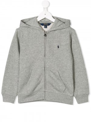 Zipped logo hoodie Ralph Lauren Kids. Цвет: серый