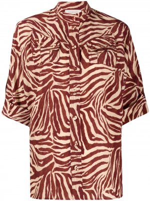 Рубашка с зебровым принтом Zimmermann. Цвет: коричневый