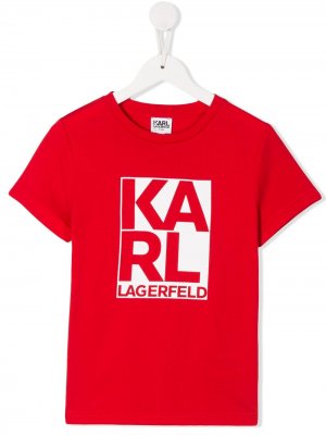 Футболка с круглым вырезом и принтом Karl Lagerfeld Kids. Цвет: красный