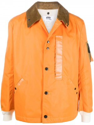 Куртка на пуговицах с вельветовым воротником Junya Watanabe MAN. Цвет: оранжевый