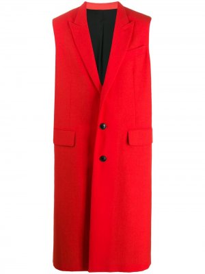 Длинное пальто без рукавов AMI Paris. Цвет: красный