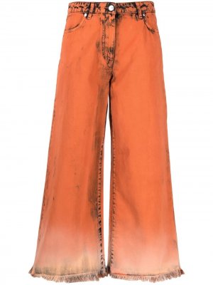 Широкие джинсы из вареного денима MSGM. Цвет: оранжевый