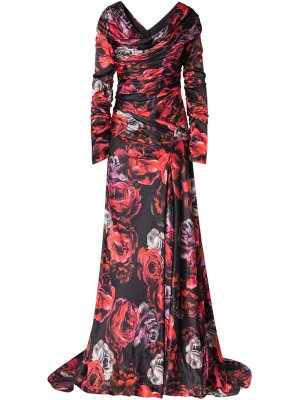 Вечернее платье с цветочным принтом Dolce & Gabbana. Цвет: красный