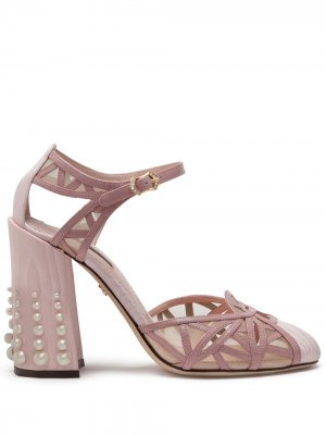 Босоножки на блочном каблуке с ремешками Dolce & Gabbana. Цвет: розовый