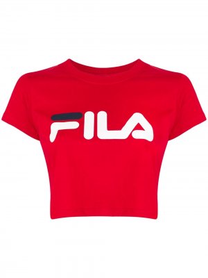 Укороченная футболка с логотипом Fila. Цвет: красный
