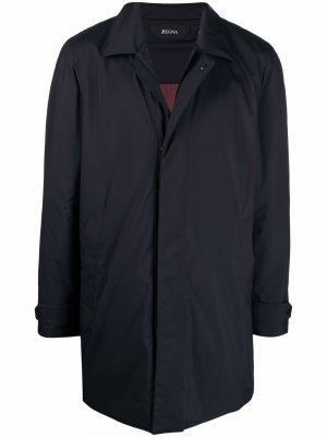 Короткое однобортное пальто Ermenegildo Zegna. Цвет: синий