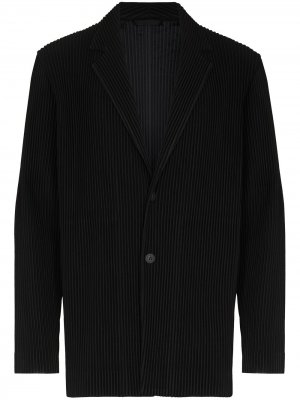 Плиссированный однобортный пиджак Homme Plissé Issey Miyake. Цвет: черный