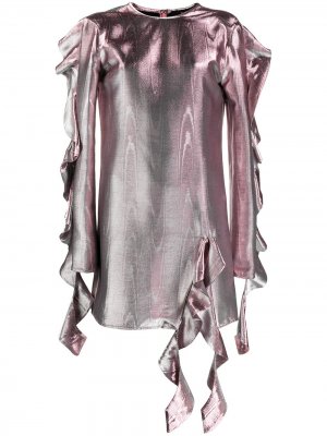 Платье с оборками и эффектом металлик Ellery. Цвет: розовый