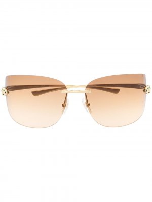 Солнцезащитные очки в безободковой оправе Cartier Eyewear. Цвет: золотистый