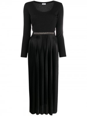 Платье с длинными рукавами и плиссированной юбкой LIU JO. Цвет: черный