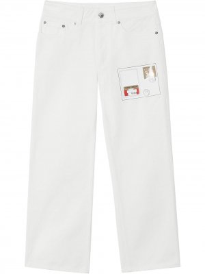 Укороченные джинсы с принтом Burberry. Цвет: белый