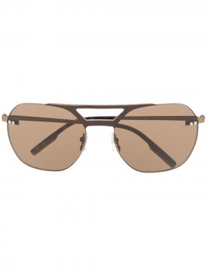 Солнцезащитные очки в массивной оправе Ermenegildo Zegna. Цвет: коричневый