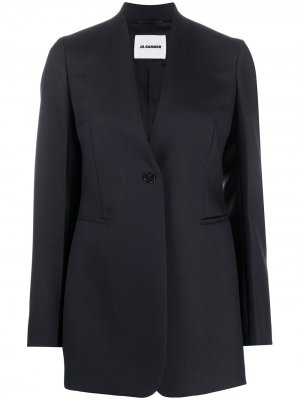 Короткое однобортное пальто Jil Sander. Цвет: синий