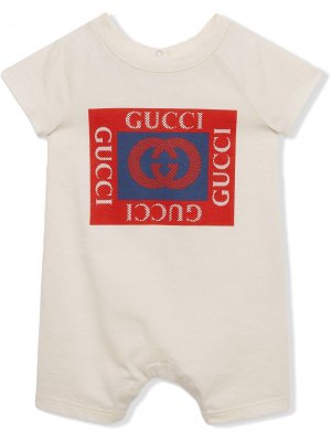 Ромпер с логотипом Gucci Kids. Цвет: белый