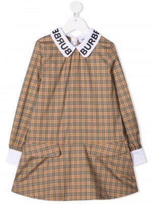 Vintage Check shirt dress Burberry Kids. Цвет: нейтральные цвета