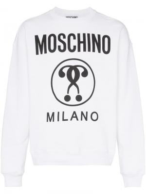Толстовка с круглым вырезом и логотипом Moschino. Цвет: белый