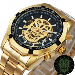 Часы Winner, мужские автоматические механические со скелетом, золотые винтажные часы, лучший бренд класса люкс WINNER